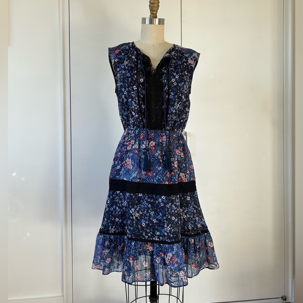 Tahari chiffon with lace dress